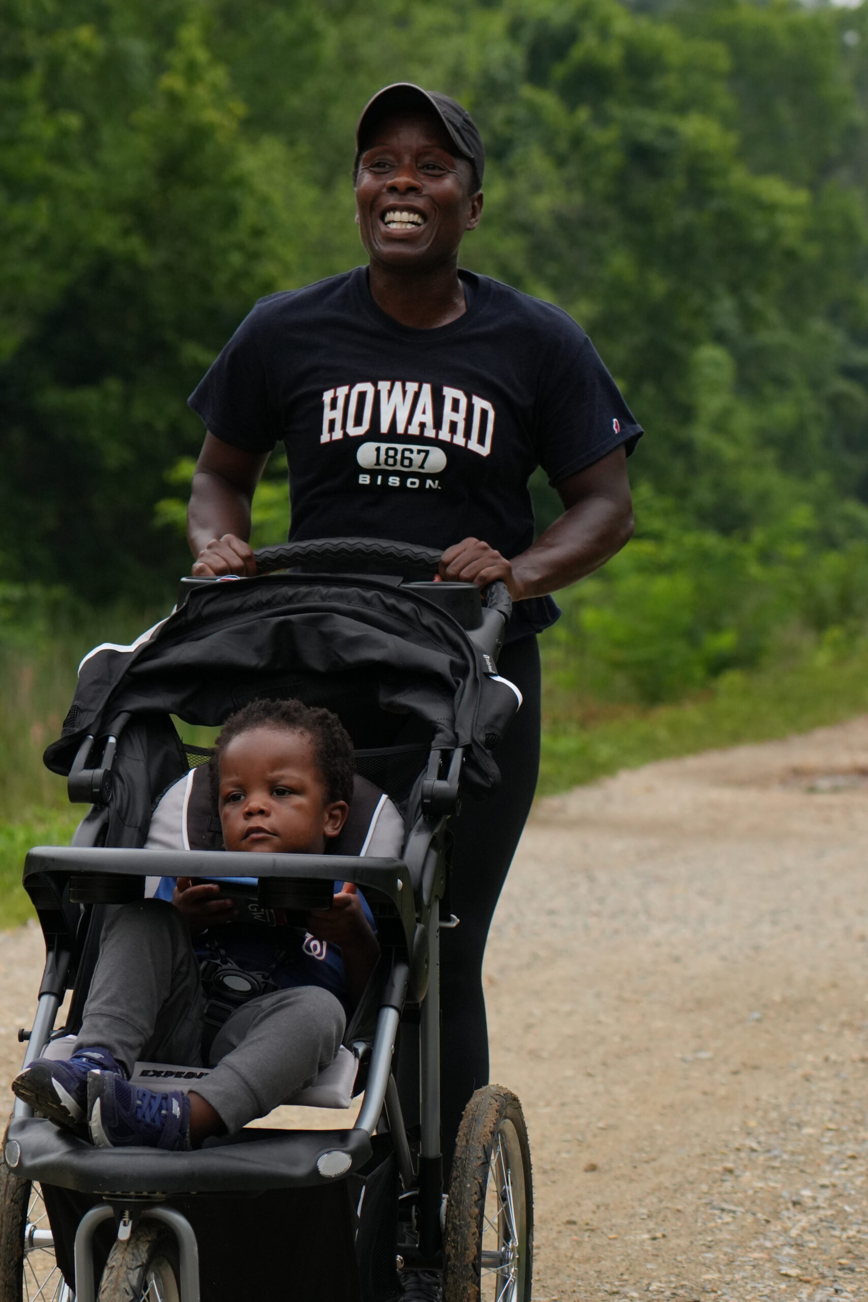 Running the course with a stroller
